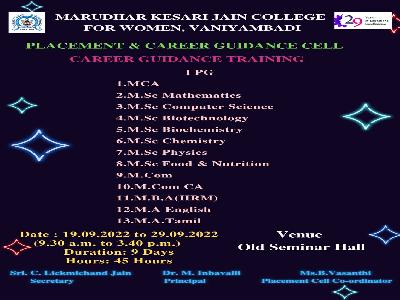 Placement & Career Guidance Cell  - Career Guidance Training Programme  on 19.9.2022 