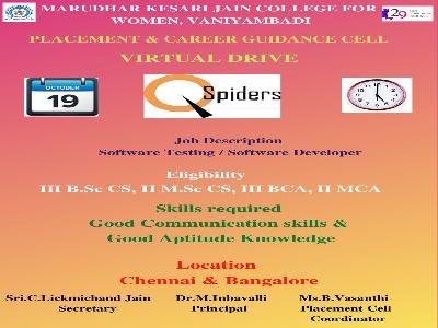 Placement & Career Guidance cell - Virtual Campus Drive on 19.10.2022