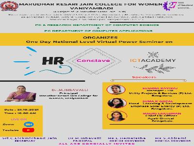 Computer Science and Computer Applications -  One Day National Level Virtual Power Seminar on HR CONCLAVE- 21.10.2021