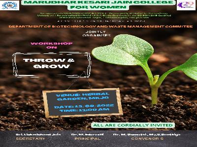  Department of Biotechnology  and Waste Management Committee - Workshop on Throw & Grow - 15.09.2022
